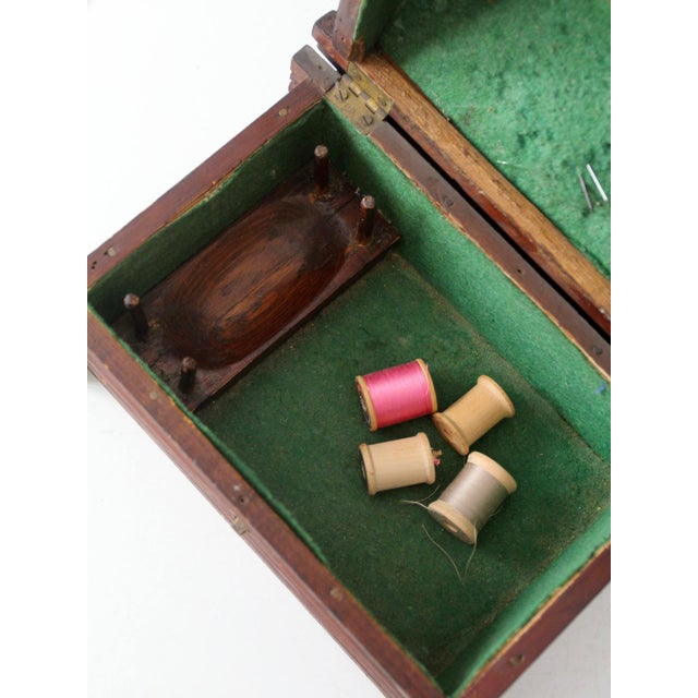 Antique Folk Art Log Cabin Sewing Box For Sale - Image 11 of 17