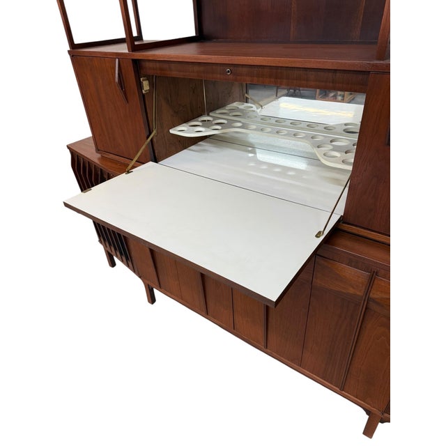 Mid-Century Modern Brazilian Style 2-Piece Walnut Bar Storage Cabinet For Sale - Image 12 of 15