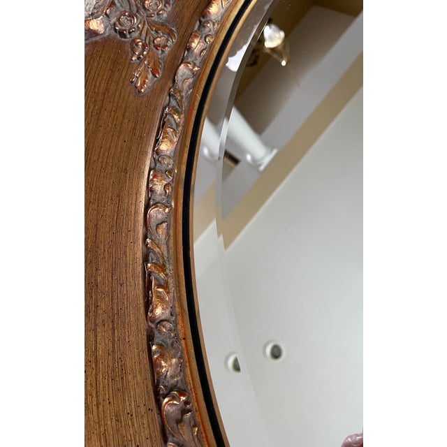 Vintage Mid 20th Century J. A. Olson Company Oval Beveled Wood Mirror