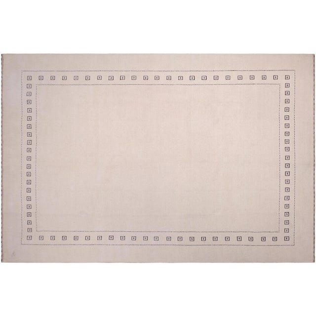 Beige Contemporary Gabbeh Beige/Charcoal Wool Rug - 9'0''x12'0'' For Sale - Image 8 of 10