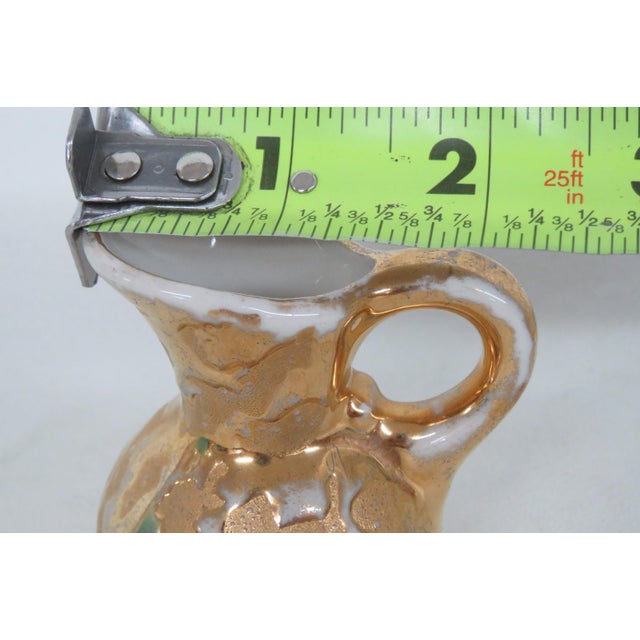 Pocono Crest Mini Ceramic Pitcher 22k Weeping Gold Gilt Souvenir Pottery 4949b For Sale - Image 9 of 12