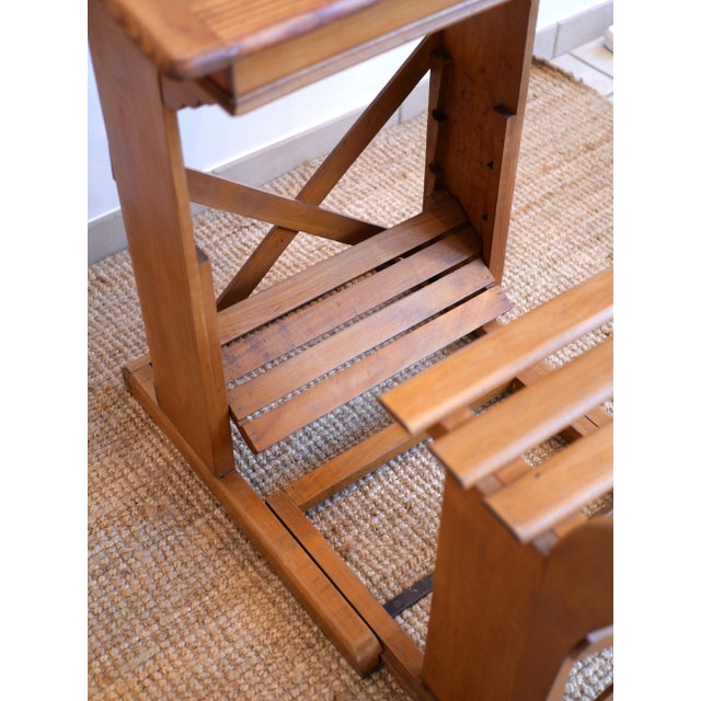Vintage French Wooden School Desk, 1950s For Sale - Image 11 of 14