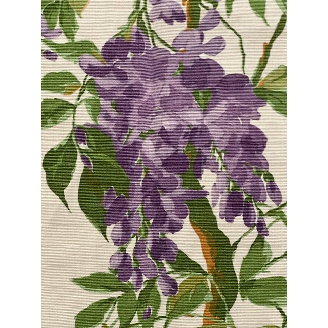 Vintage French Floral Patterned Fabric Piece - "Les Glycines" - "The Wisteria" Print on Cotton by Romanex - 25"wide X 45"long For Sale