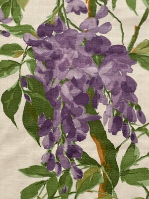 Vintage French Floral Patterned Fabric Piece - "Les Glycines" - "The Wisteria" Print on Cotton by Romanex - 25"wide X 45"long