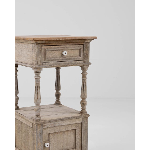 Wood 1900s Belgian Bleached Oak Bedside Table For Sale - Image 7 of 18
