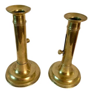 Early 20th Century French Brass Adjustable Candlesticks - a Set For Sale