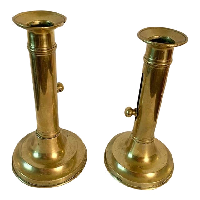 Early 20th Century French Brass Adjustable Candlesticks - a Set For Sale