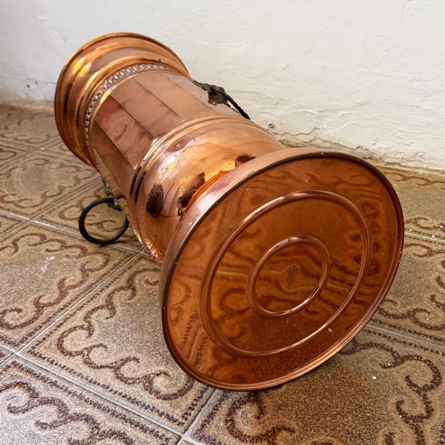 Metal Vintage Copper Umbrella Stand with Lion Handles, 1950s For Sale - Image 7 of 10