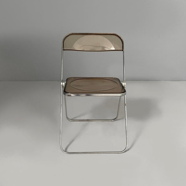 Italian modern smoked plastic Plia chair by Giancarlo Piretti for Anonima Castelli, 1970s Folding chair model Plia with...