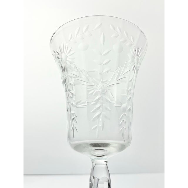 6 Vintage Etched Flower Optic Wine, Water or All Purpose Glasses For Sale In Dallas - Image 6 of 7