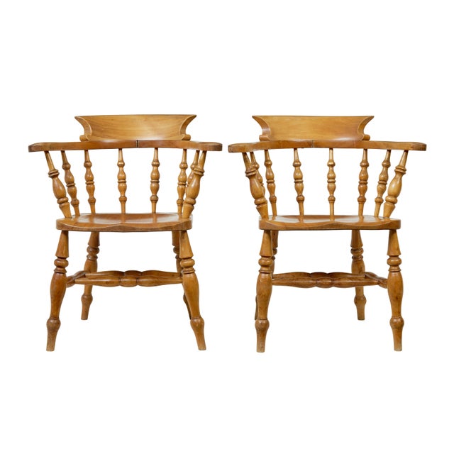 Set of 19th Century Elm Elbow Chairs, 1890s For Sale - Image 9 of 9