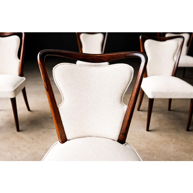 Set of Eight Dining Chairs in Solid Rosewood & Upholstered Fabric by Giuseppe Scapinelli, Brazilian Modern, 1950s For Sale - Image 14 of 15