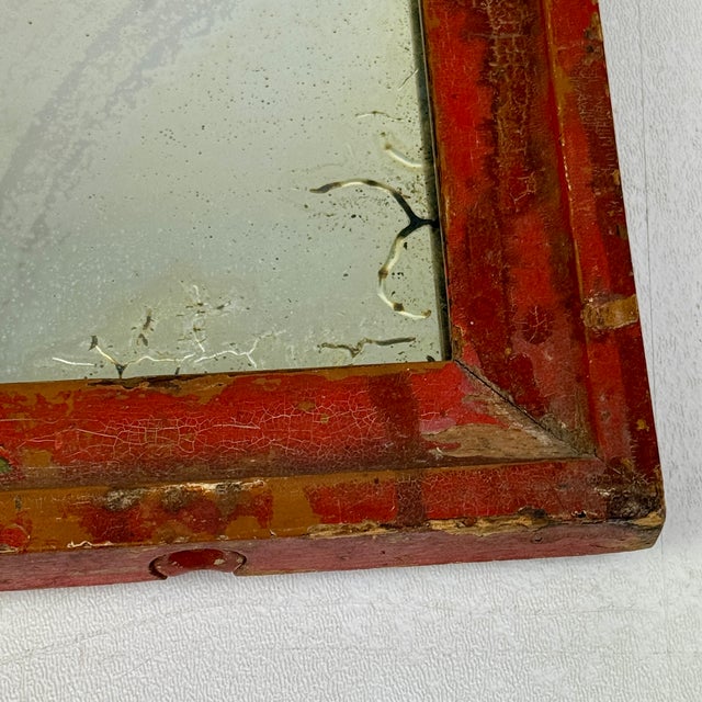 Antique Arched Top Wood Wall Mirror With Distressed Glass and Mini Painted Flowers For Sale In New York - Image 6 of 9