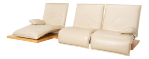 Epos Corner Sofa in Leather Cream with Metal Feet by Koinor