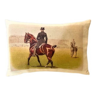 Printed Dressage Lumbar Linen Pillow For Sale