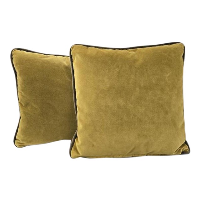 F. Schumacher Rocky Velvet Safari Pillows With Inserts- a Pair For Sale