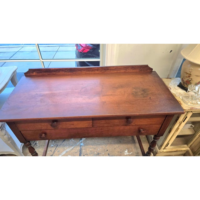 Farmhouse Vintage Early American Wooden Desk / Sideboard For Sale - Image 3 of 9