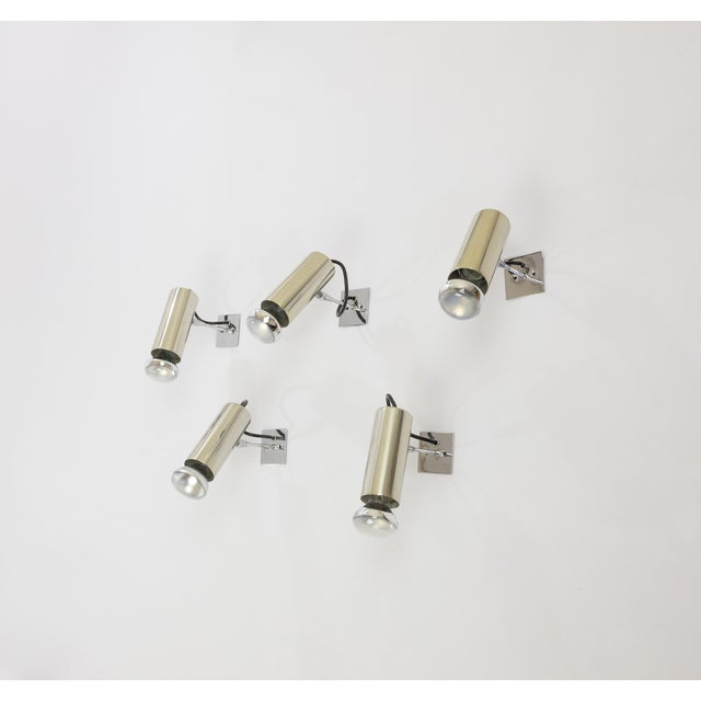 Metal Vintage Model 36 Wall Lamps by Gino Sarfatti for Arteluce, 1950s, Set of 5 For Sale - Image 7 of 8