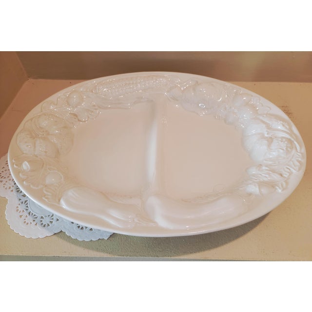 Williams-Sonoma Vintage Ipatrizi Platter, Double Sided Ceramic With Embossed Relief, Made in Italy. Holiday Serveware. 16.75" Large Platter. For Sale - Image 4 of 10