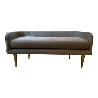 West Elm Distressed Velvet Bench For Sale