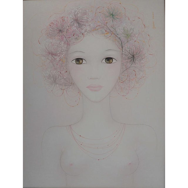 Mara Tran Long, Jeune fille en fleur, les ombellifères, 1974, Oil and Gouache on Panel For Sale - Image 9 of 9
