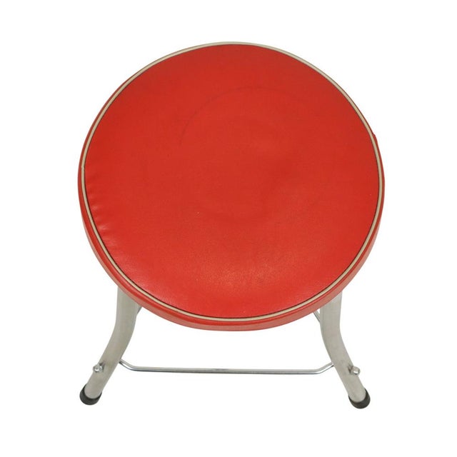 Stool in Red Faux Leather and Chrome from Brabantia, 1950s For Sale - Image 4 of 13