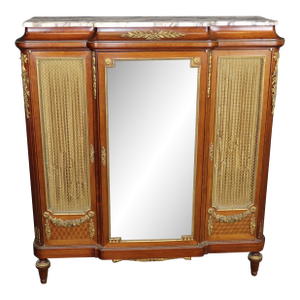 Superb French Breche D Violette Marble Brass Bronze Mounted Vitrine