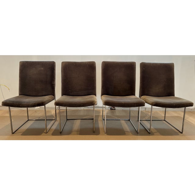 Milo Baughman for Thayer Coggin Mid 20th Century Set of 8 Authentic Antique Milo Baughman Polished Chrome Chairs For Sale - Image 4 of 9