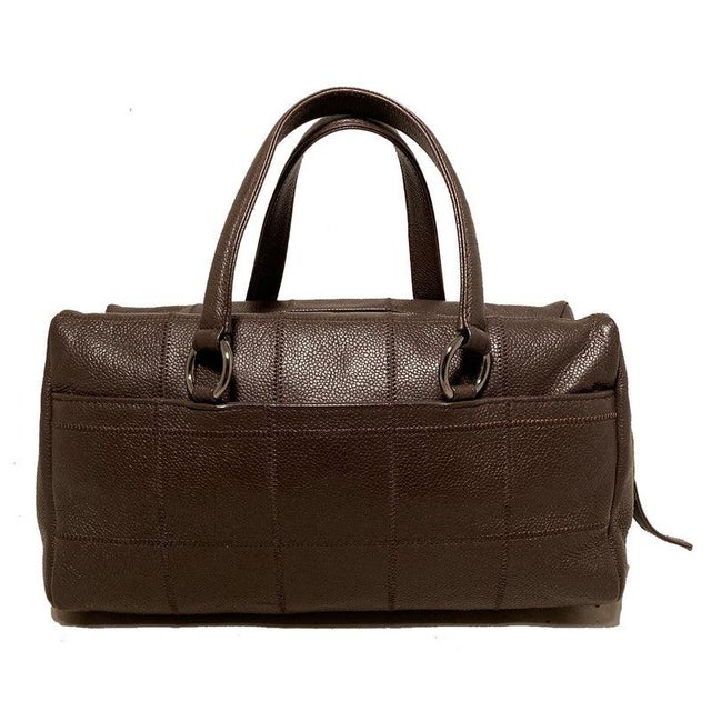 Contemporary Chanel Brown Square Stitch Bowler Bag For Sale - Image 3 of 10