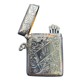 Antique English Sterling Silver Vesta Match Safe by Joseph Gloster Ltd, Birmingham 1927 For Sale