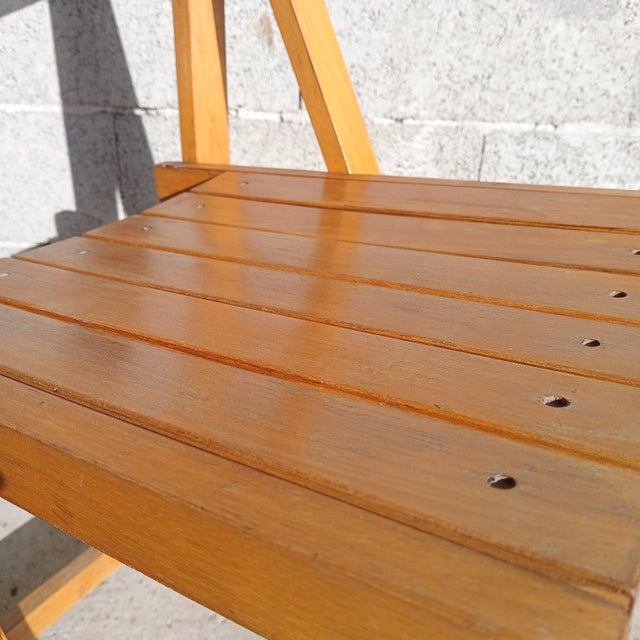 Wood Vintage Folding Chairs in Wood by Aldo Jacober, 1968, Set of 4 For Sale - Image 7 of 8