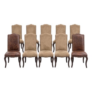 Pottery Barn Calais Upholstered Dining Chairs - Set of 10 For Sale