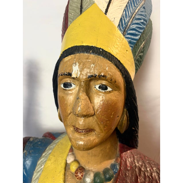 Vintage Hand-Carved Wood Cigar Store Figure – Americana Folk Art For Sale - Image 9 of 13