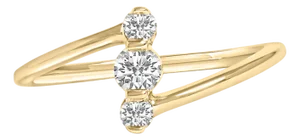 10K Yellow Gold 1/4 Cttw Lab Grown Diamond Vertical Three Stone Ring - Size 6