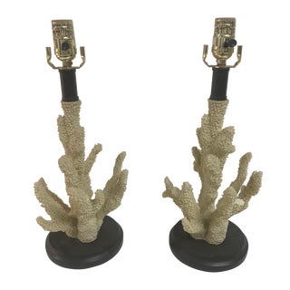 Faux Coral Boho Chic Table Lamps -A Pair For Sale