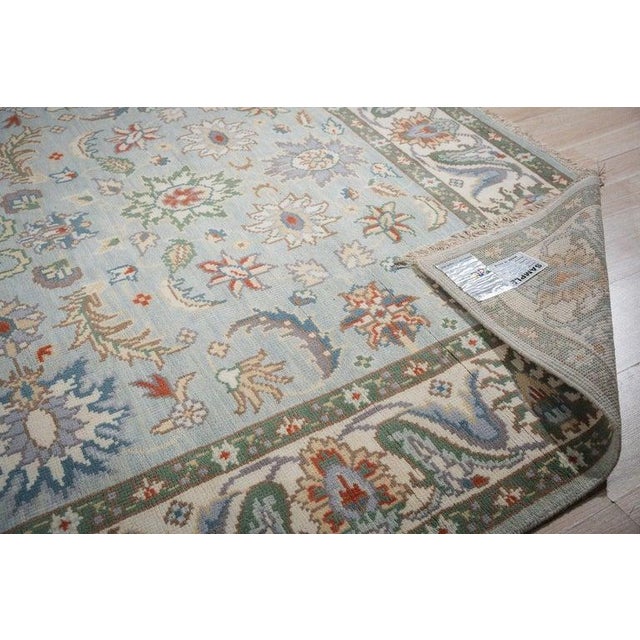 2020s 8x10 Hand-Knotted Wool Floral Sky Blue Classic Traditional Modern Carpet Rug For Sale - Image 5 of 8