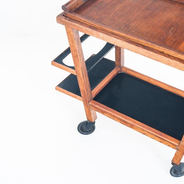 1950s Vintage Oak Bar Cart with Pull-Out Tray, France, 1950s For Sale - Image 5 of 14