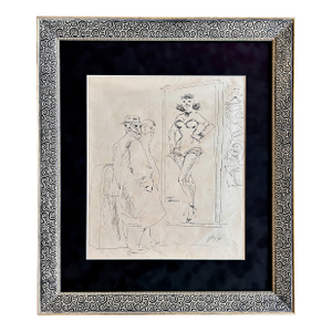 Hendrik Grise Original Ink Drawing Showgirl Women Men Figures