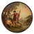 French Papier-mâché Snuff Box, Painted 1800. An antique circular box with a finely painted lid depicting a mountain...