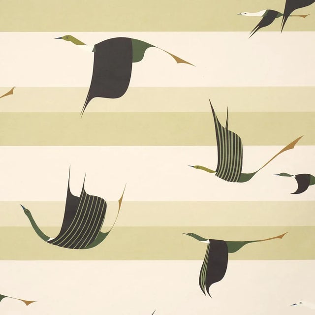 Schumacher x Peg Noriss Flying West Wallpaper In Green For Sale