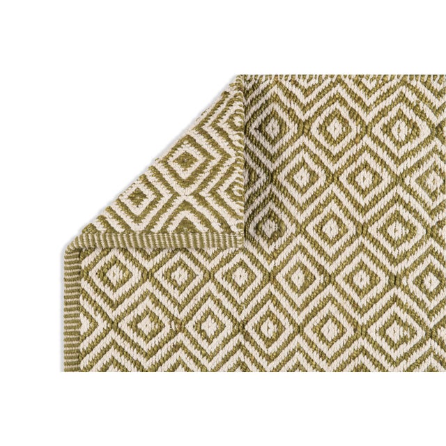 Transitional Part & Parcel Goods Textured Diamond Runner, 2’6”x10’, Moss and Eggshell For Sale - Image 3 of 4