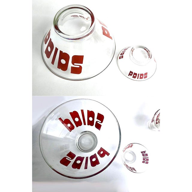 Glass Mid 20th Century Wheaton Glass Graphic Salad Bowls Set, 7 Pieces For Sale - Image 7 of 11