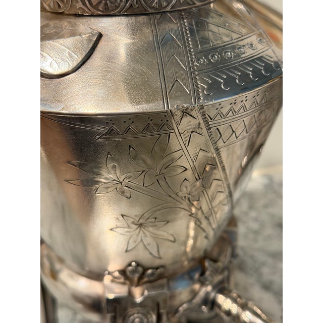 1870s Reed & Barton Egyptian Revival Silverplate Samovar With Lion Finial For Sale - Image 15 of 17