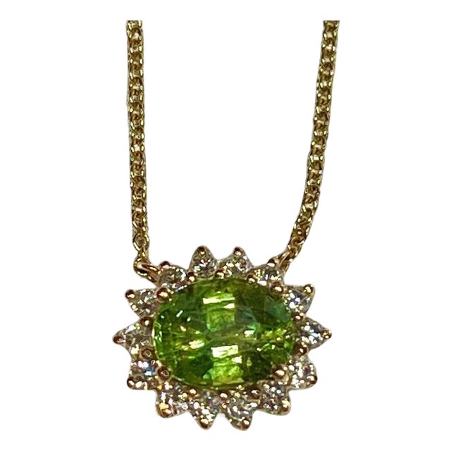 Natural Sapphire Diamond Halo Pendant With Chain 18" 14k YG 3.14 TCW Certified For Sale