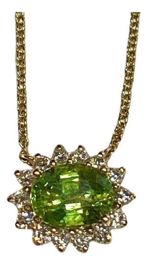 Natural Sapphire Diamond Halo Pendant With Chain 18" 14k YG 3.14 TCW Certified