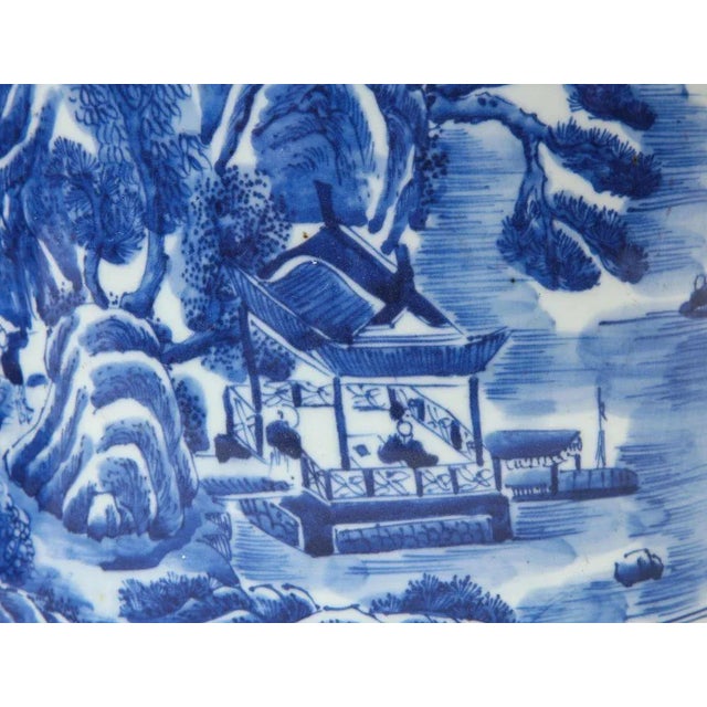 Chinoiserie Near Pair of Chinese Blue and White Porcelain Brush Washers For Sale - Image 3 of 12