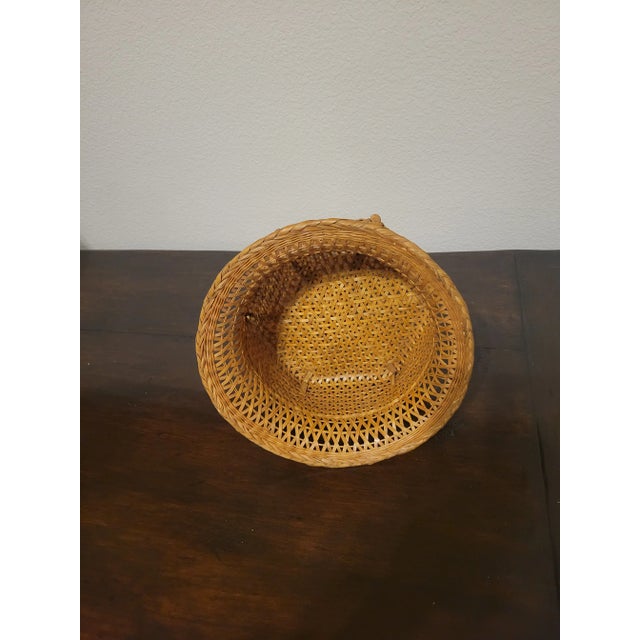 Brown Vintage Small Bamboo Basket For Sale - Image 8 of 9