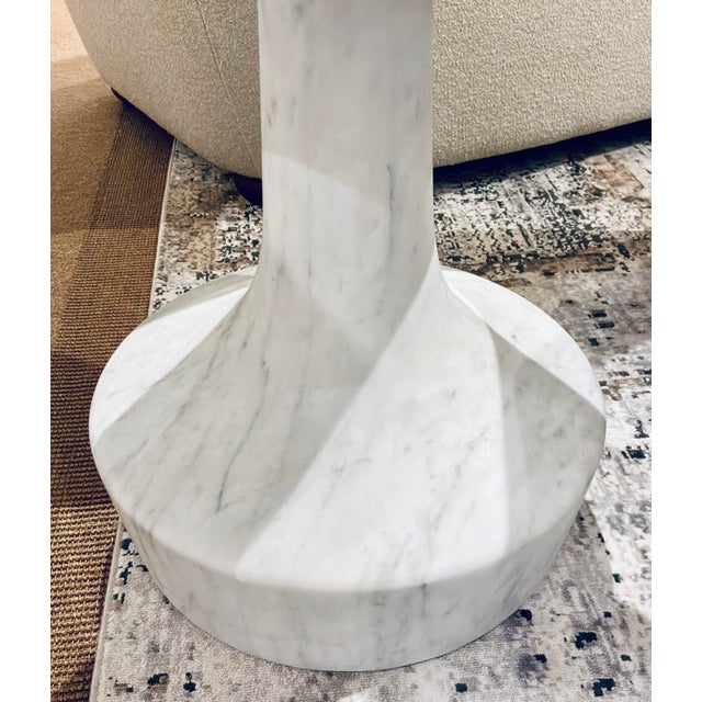 Modern Baker Modern Solid Carrara Marble Vesuvio End Table For Sale - Image 3 of 3