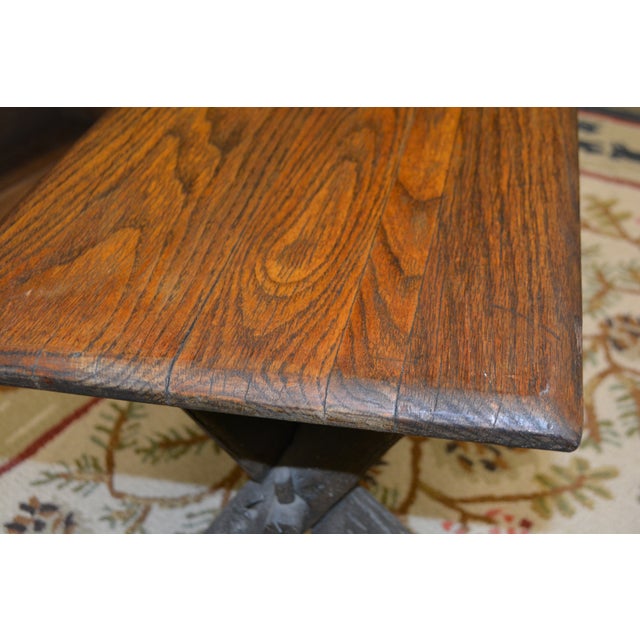 1980s 1980s Rustic Old Hickory Indiana Oak Wood / Log Bench Dining Seat For Sale - Image 5 of 16