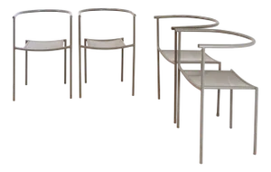 Stackable Chairs in Gray Metal by Philippe Starck for Driade, Set of 4